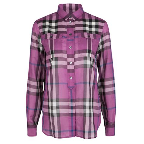 burberry brit purple check shirt